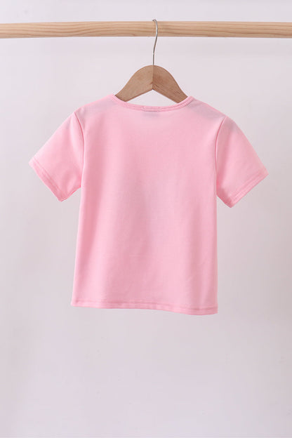 Pink flag bow sequin mom&me top