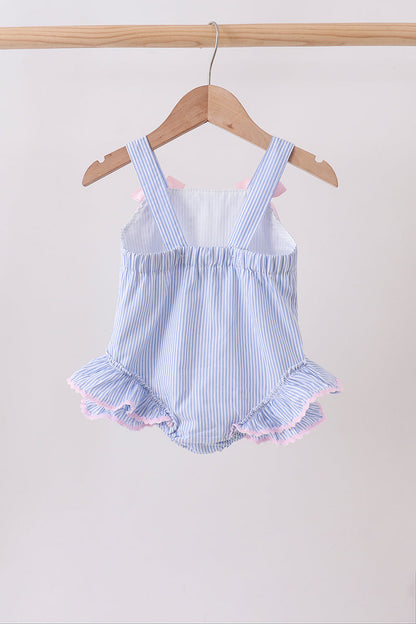 Blue Stripe One-Piece Seersucker Swimsuit