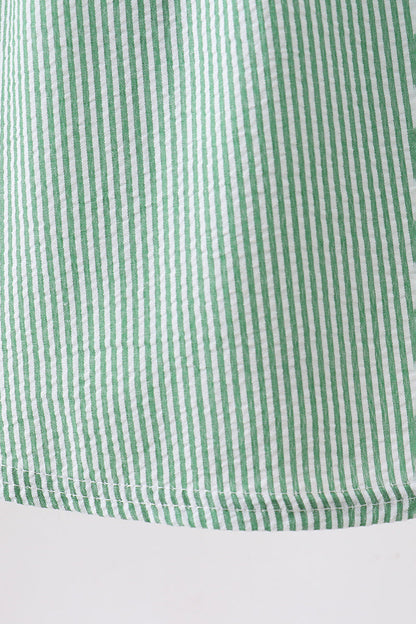 Green Watermelon Stripe Smocked Embroidered Seersucker Dress
