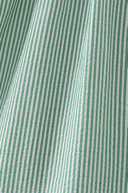 Green Watermelon Stripe Smocked Embroidered Seersucker Dress