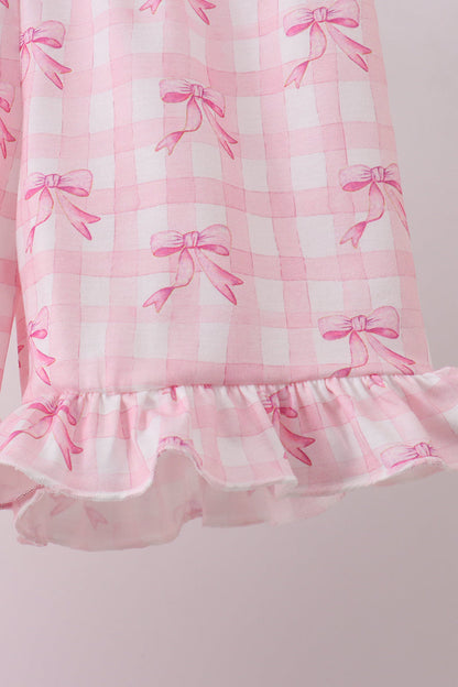 Pink bow smocked ruffle dress