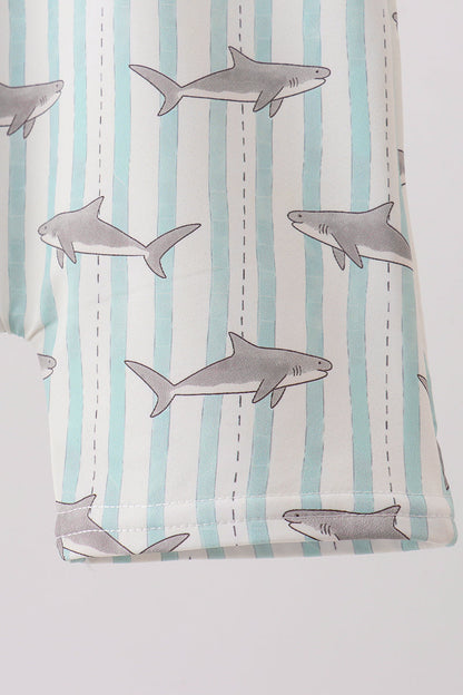 Green Stripe Shark UPF Swim One-Piece
