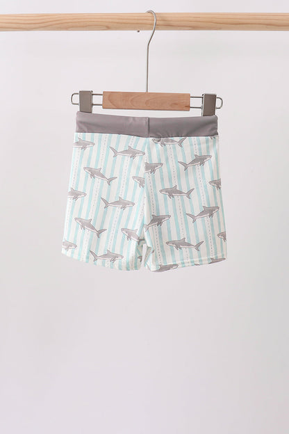 Green Stripe Shark UPF Swim Trunks