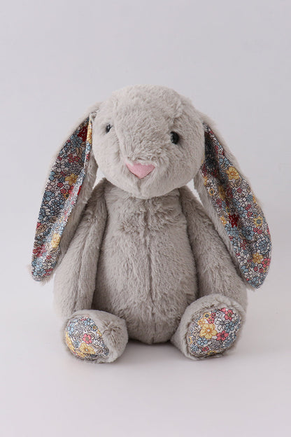 Grey floral plush bunny