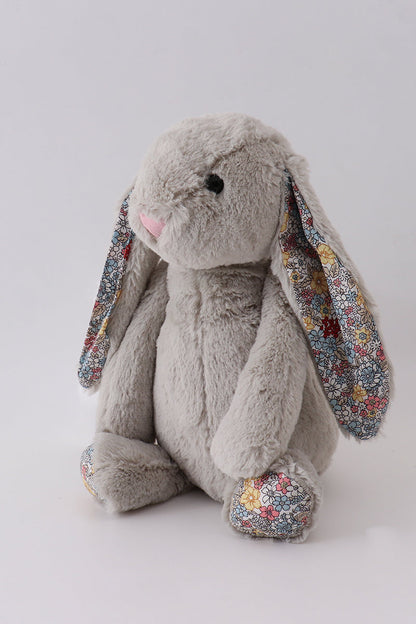 Grey floral plush bunny