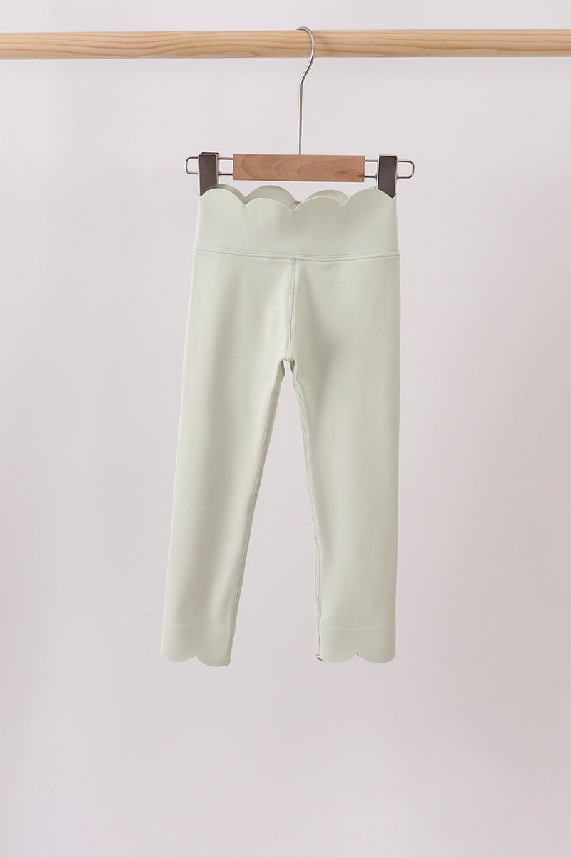 Green Scalloped Yoga Active Leggings
