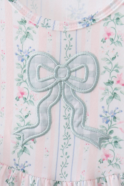 Bow Floral Applique Dress