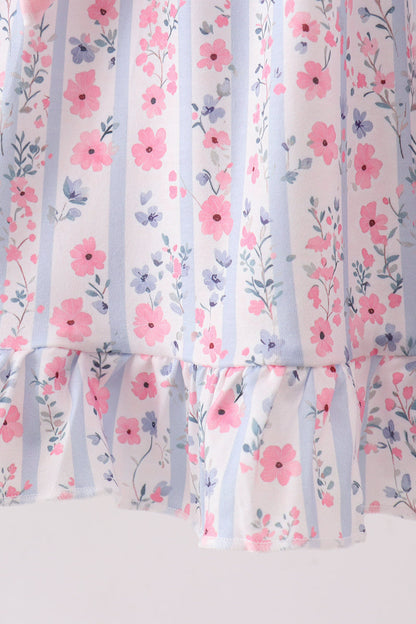 Pink Floral Bow Applique Bow Dress