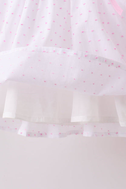 Pink Bow Smocked Swiss Dot Shorts Set