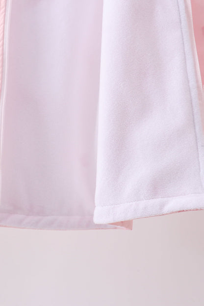 Pink bow print ruffle raincoat