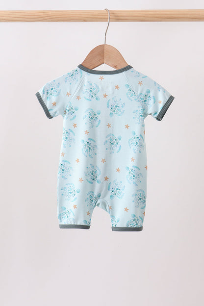 Blue Turtle Bamboo Romper