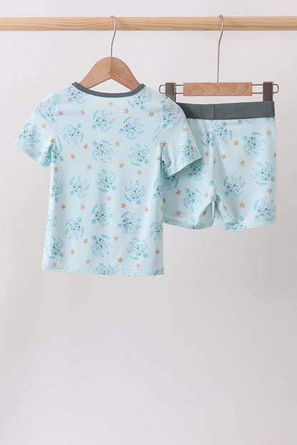 Blue Turtle Bamboo Pajama Set
