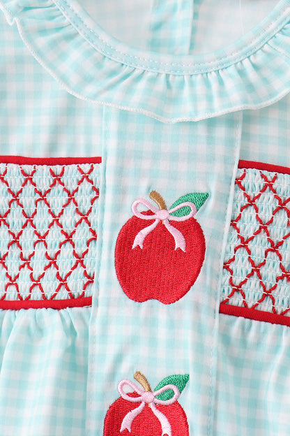 Blue Apple Smocked Bloomer Set