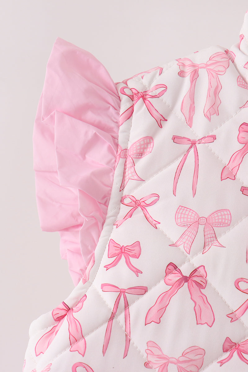 Pink bow ruffle vest
