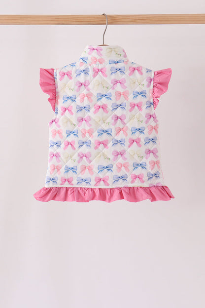 Hot pink bow ruffle vest
