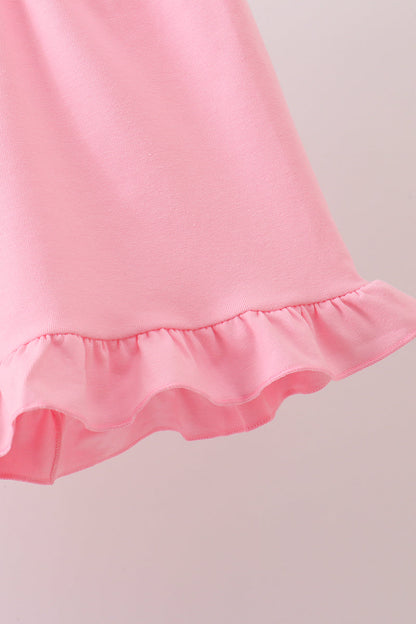 Pink Bow Print Ruffle Shorts Set