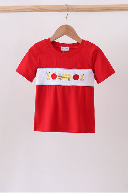 Red School Bus Smocked top