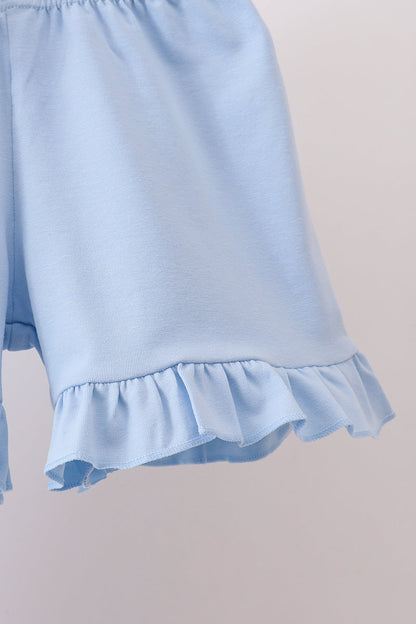 Red Apple Applique Ruffle Shorts Set