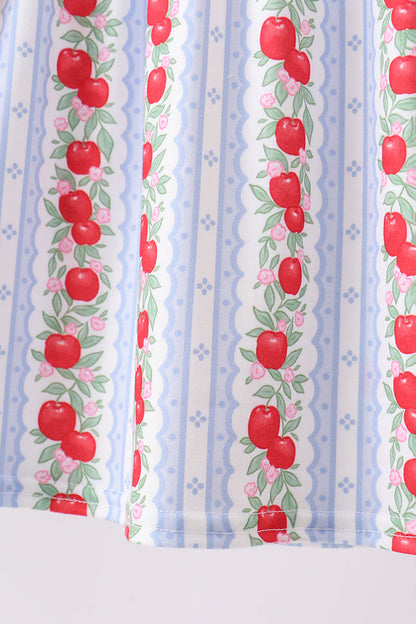 Red Apple Applique Ruffle Shorts Set