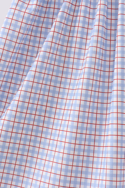 Blue Apple Smocked Plaid Dress