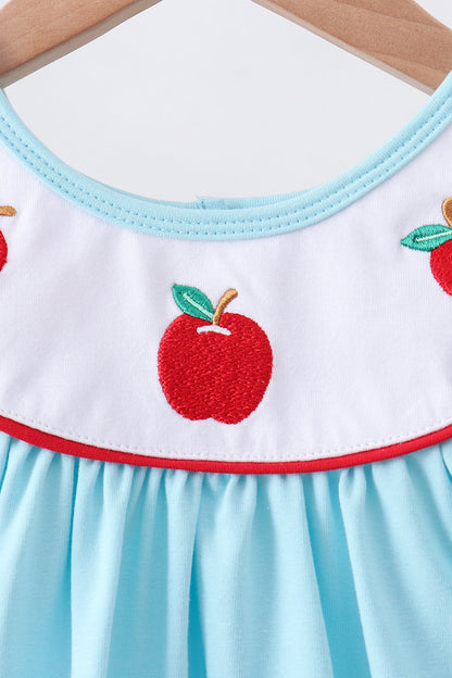 Blue Apple Embroidered Dress