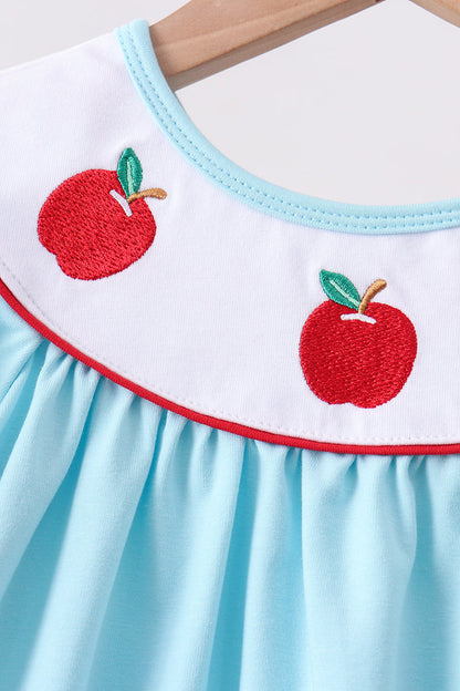 Blue Apple Embroidered Pants Set