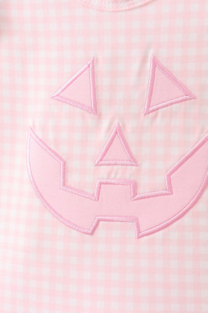 Pink Jack-O-Lantern  Applique Ruffle Bloomer Set