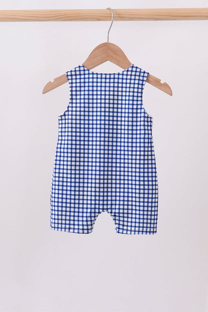 Navy Apple Embroidered Gingham Jon Jon