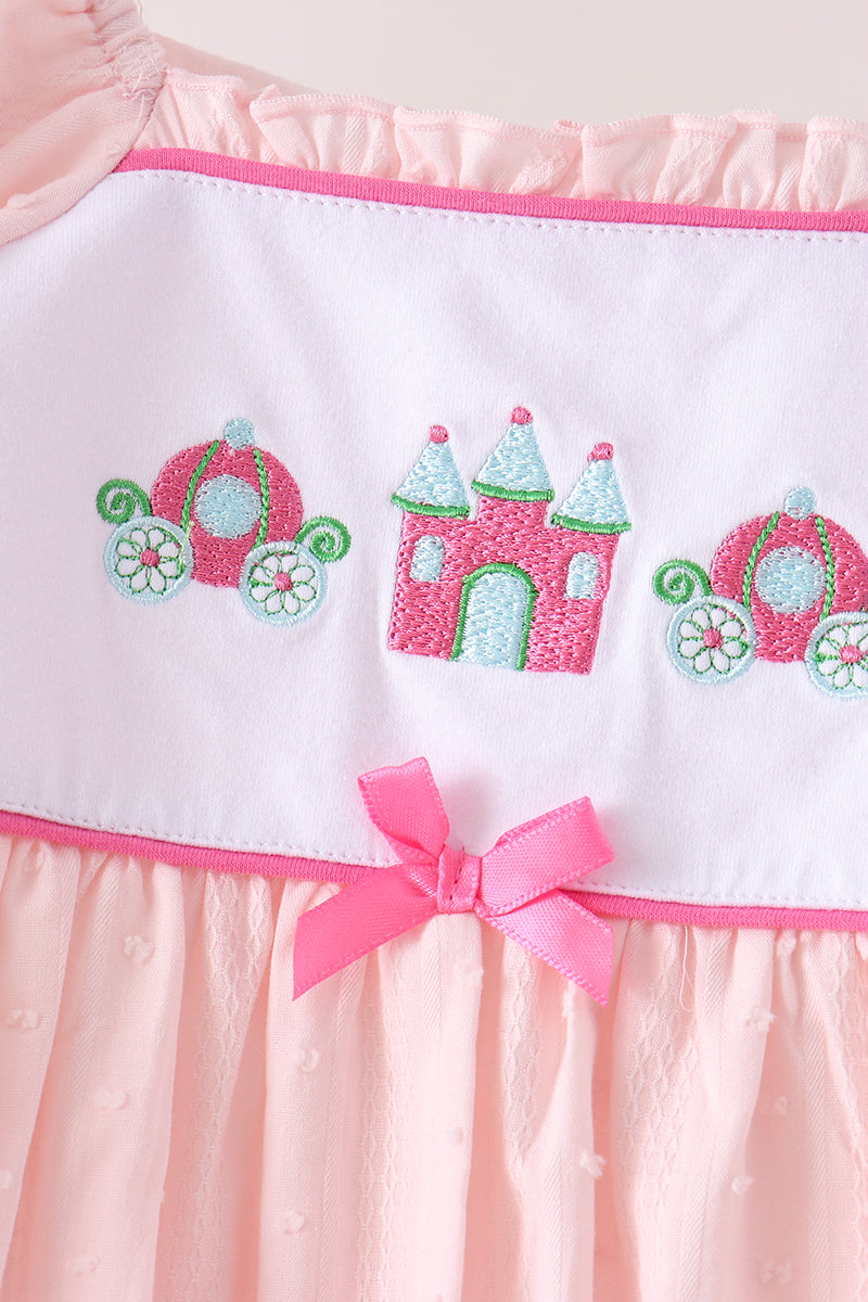 Pink Castle Embroidery Jacquard Pants Set