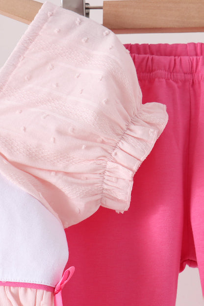 Pink Castle Embroidery Jacquard Pants Set