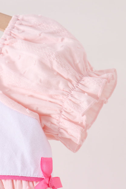 Pink Castle Embroidery Jacquard Ruffle Dress