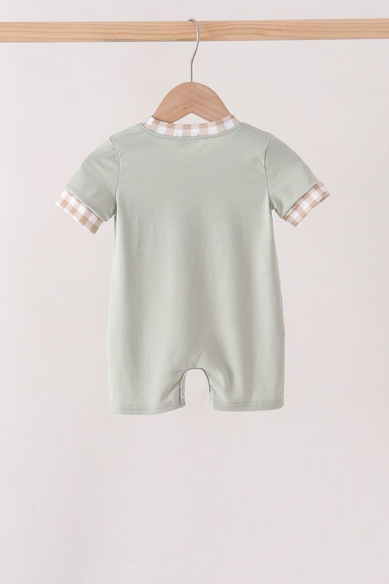 Green Scarecrow Embroidery Romper
