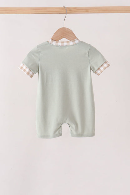 Green Scarecrow Embroidery Romper