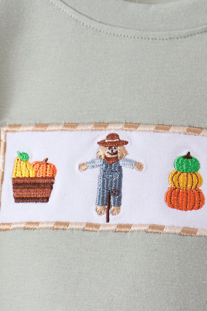 Green Scarecrow Embroidery Pants Set