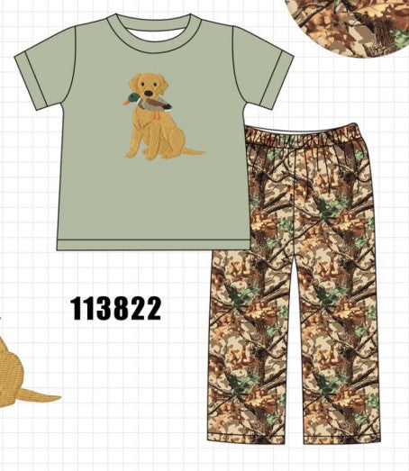 Green Hunting Print Pants Set