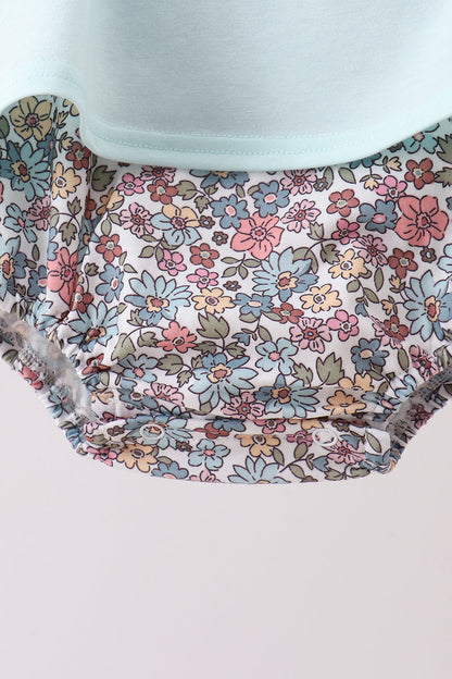 Blue Floral Bow Applique Bubble
