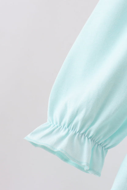 Blue Floral Bow Applique Skorts Set