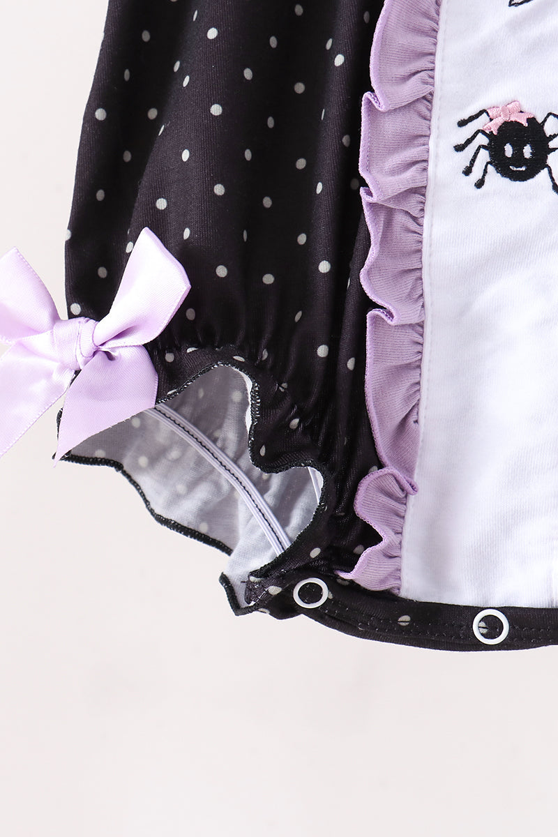 Black ghost spider embroidery ruffle bubble