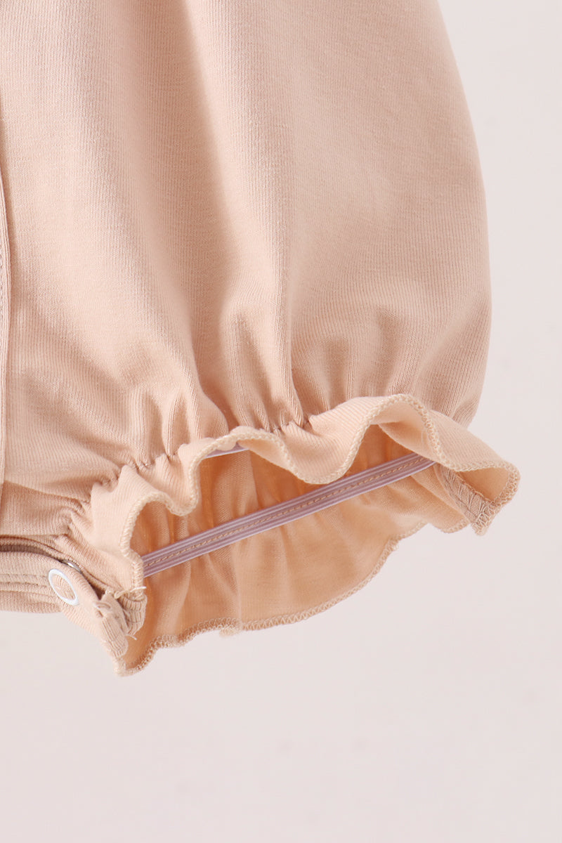 Khaki Pumpkin Smocked Ruffle Bubble