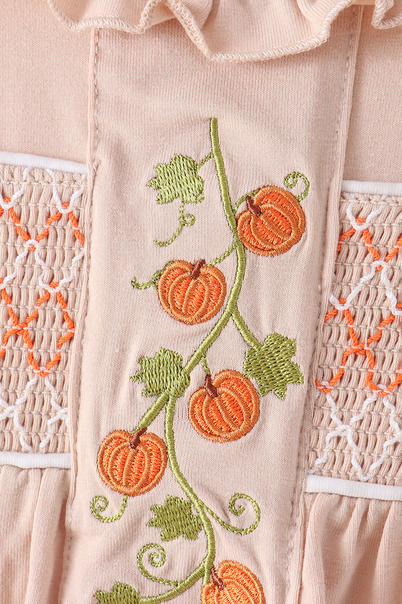 Khaki Pumpkin Smocked Bloomer Set