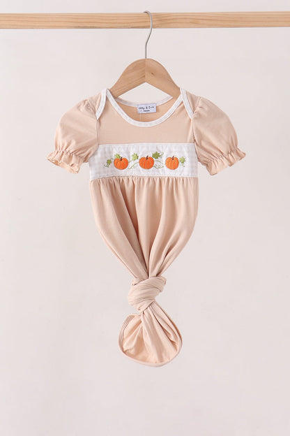 Khaki Pumpkin Embroidery Gown