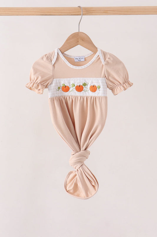 Khaki Pumpkin Embroidery Gown