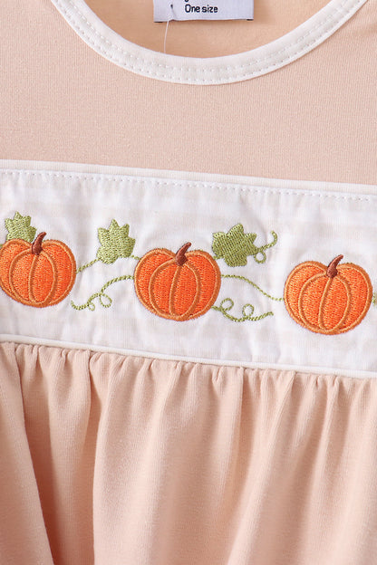 Khaki Pumpkin Embroidery Gown