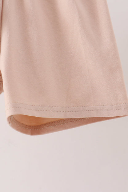 Khaki Pumpkin Embroidery Shorts Set
