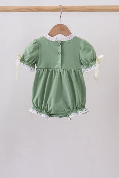 Sage collar smocked lace bubble