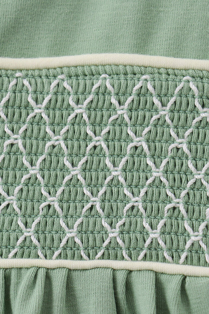 Sage collar smocked lace bloomer set