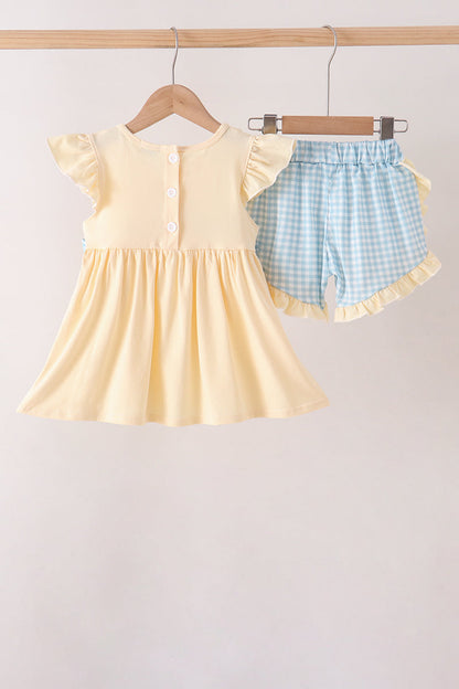 Hallo Fall Y'ALL Pumpkin Ruffle Shorts Set