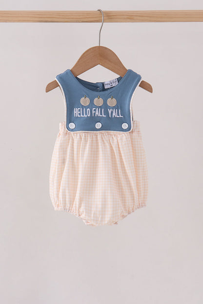 Blue Hallo Fall Y'ALL Pumpkin Bubble