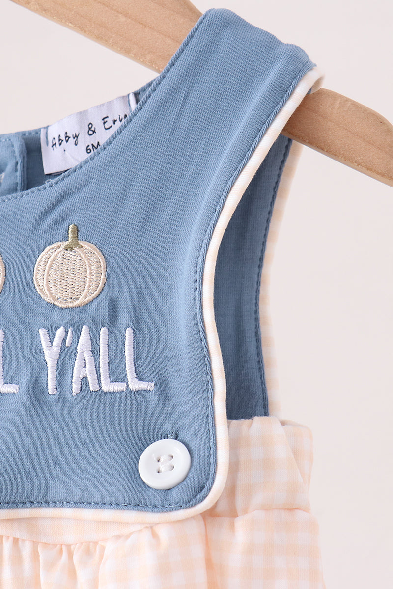 Blue Hallo Fall Y'ALL Pumpkin Bubble