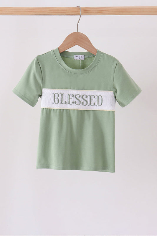 Sage Blessed Smocked Top